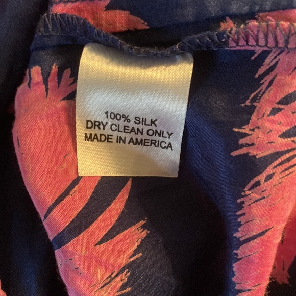 Amanda Uprichard Navy Blue & Pink Feather Print Tunic Top - M - Picture 9 of 10